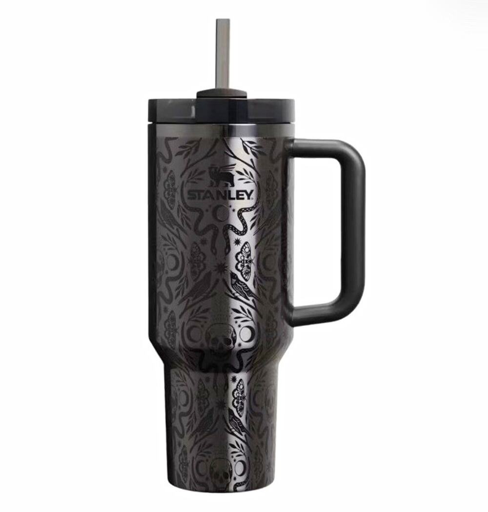 Stanley H2.0 FlowState 40oz Tumbler w/ Handle Lid Straw Black deadly damask